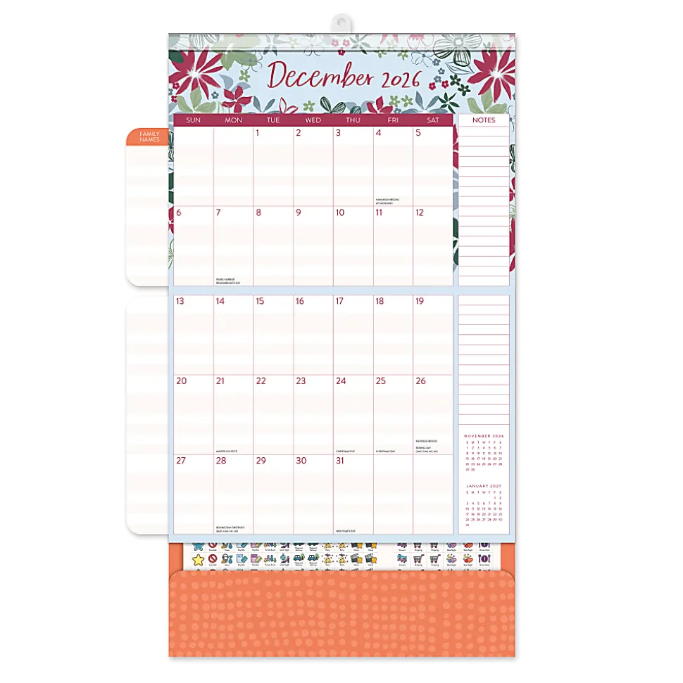 2026 Orange Circle Studio Do It All Monthly Wall Calendar, 12-13/16" x 12-1/4", Secret Garden, January To December, 26079