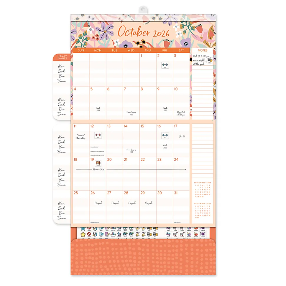 2026 Orange Circle Studio Do It All Monthly Wall Calendar, 12-13/16" x 12-1/4", Secret Garden, January To December, 26079