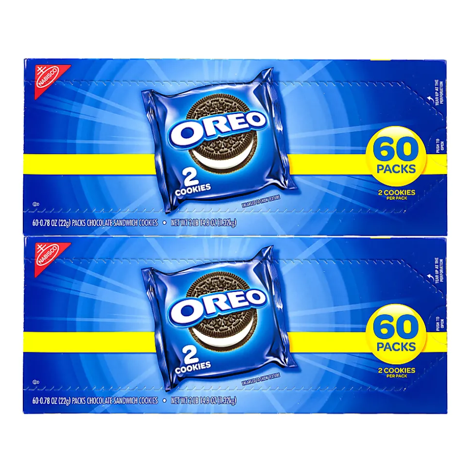 Oreo Chocolate Sandwich Cookies, 2 Cookies Per Pack, Box Of 120 Packs