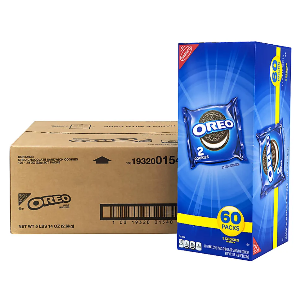Oreo Chocolate Sandwich Cookies, 2 Cookies Per Pack, Box Of 120 Packs