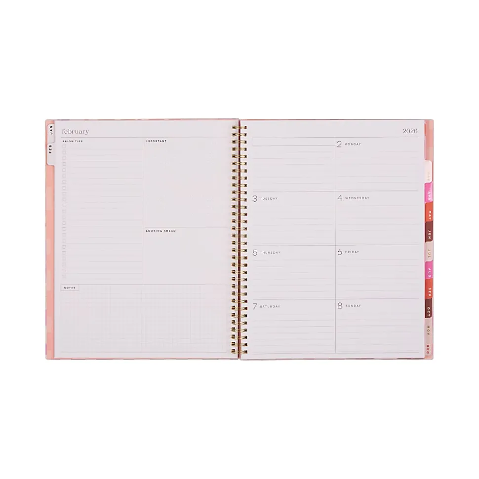 2026 Organized by Happy Planner Monthly/Weekly Big Twin Loop Planner, 8-1/2" x 11", Bright Sunlit Floral, January To December, PTLBD12-184