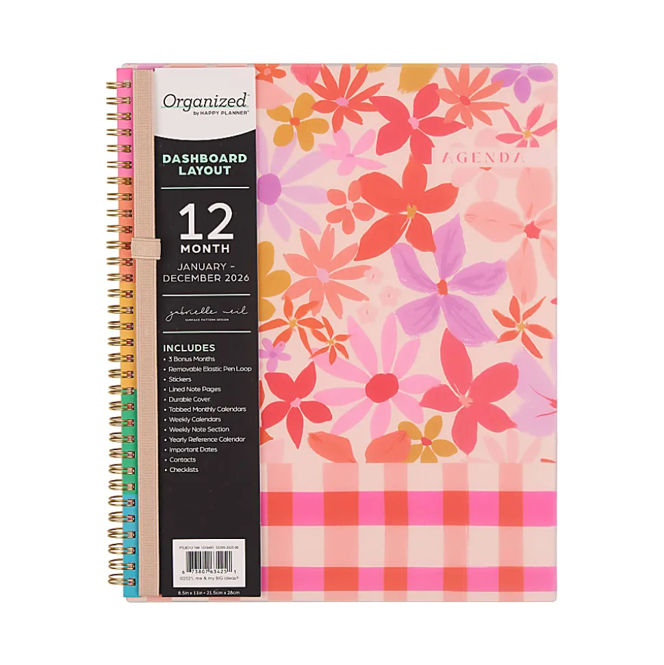 2026 Organized by Happy Planner Monthly/Weekly Big Twin Loop Planner, 8-1/2" x 11", Bright Sunlit Floral, January To December, PTLBD12-184