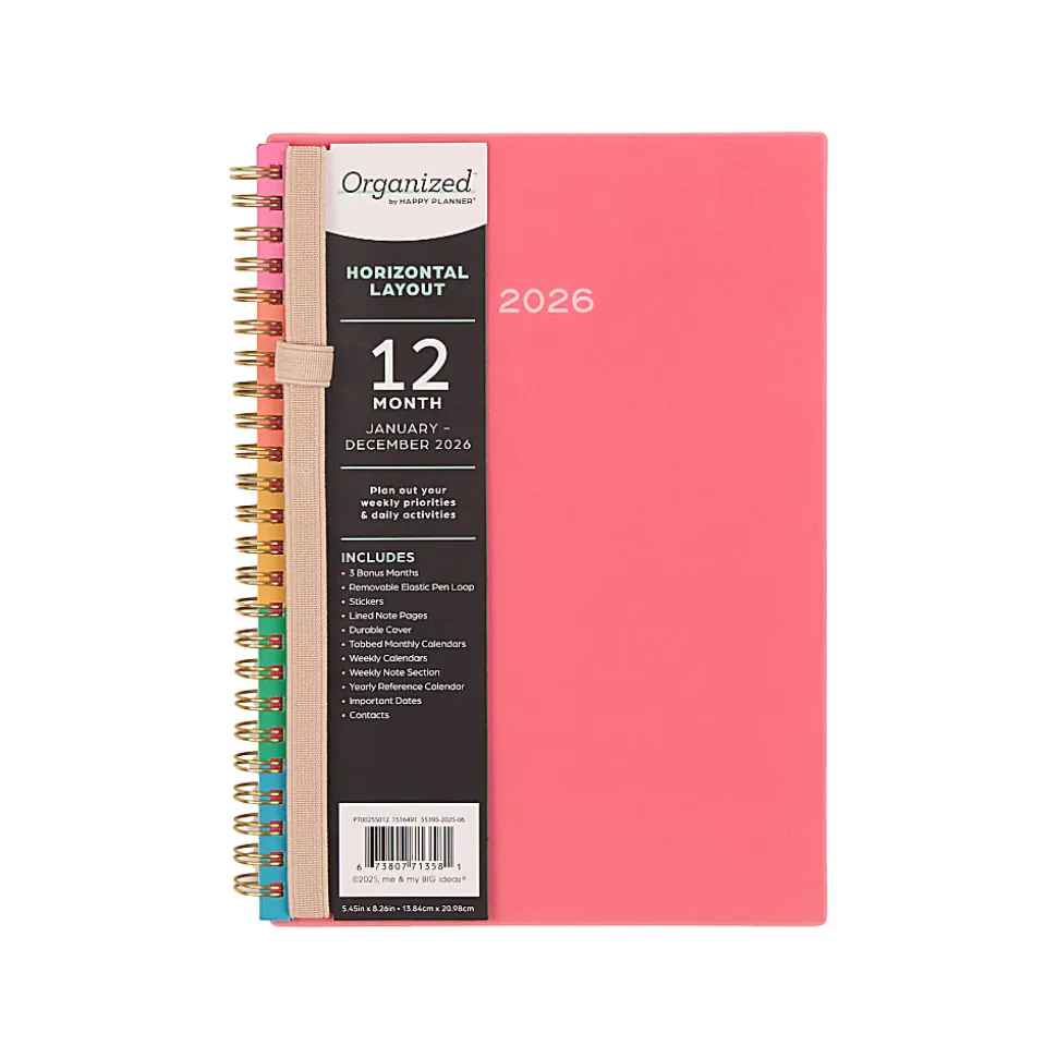 2026 Organized by Happy Planner Monthly/Weekly Small Twin Loop Planner, 5-1/2" x 8-1/4", Sunset, January To December, PT0025S012