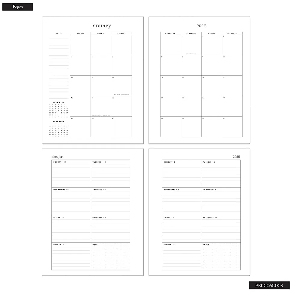 2026 Organized by Happy Planner Monthly/Weekly Classic Book Bound Soft Planner, 7-3/4" x 9-3/4", Midnight, January To December, PB0006C003
