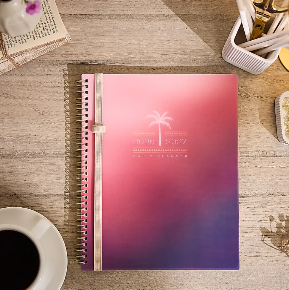 Organized by Happy Planner 12-Month Monthly/Weekly Big Twin Loop Planner, 8-1/2" x 11", Dreamy Palms, July 2026 - June 2027, Total Qty 1