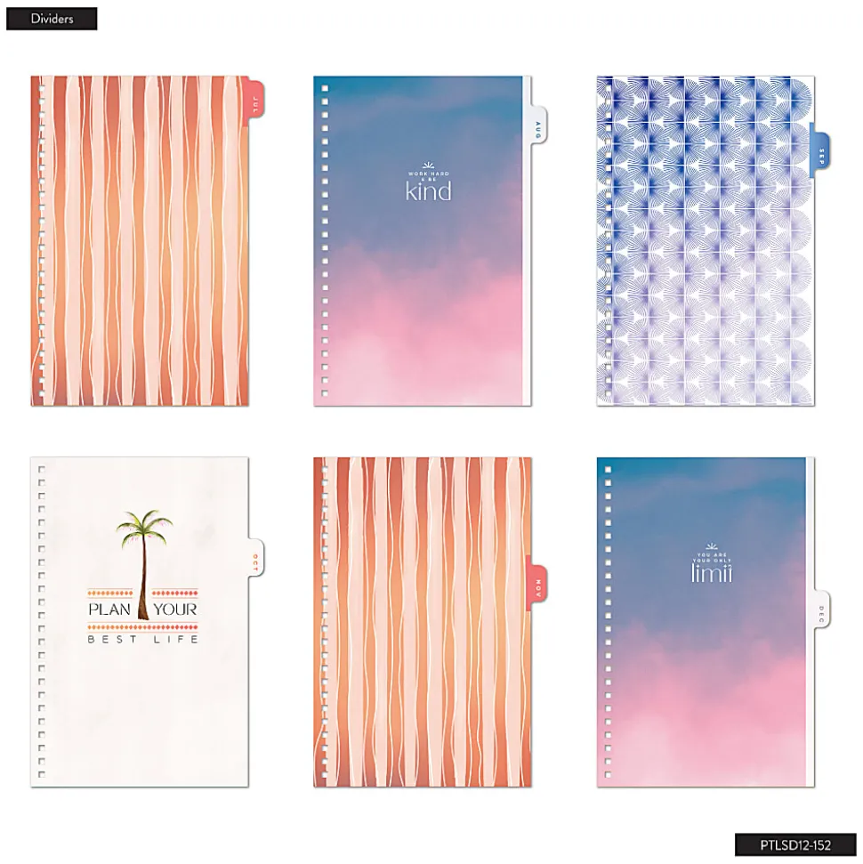 Organized by Happy Planner 12-Month Monthly/Weekly Small Twin Loop Planner, 5-1/2" x 8-5/16", Dreamy Palms, July 2026 - June 2027, Total Qty 1