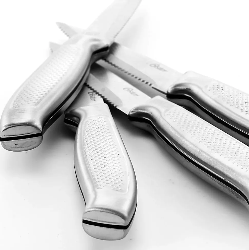 Oster Edgefield 14-Piece Stainless-Steel Cutlery Knife Set With Knife Block, Silver/Black