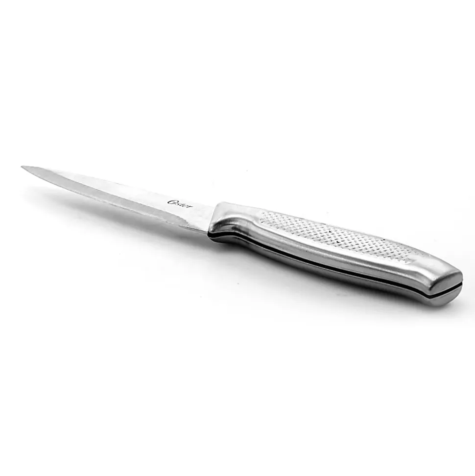 Oster Edgefield 14-Piece Stainless-Steel Cutlery Knife Set With Knife Block, Silver/Black