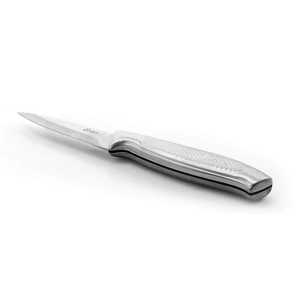 Oster Edgefield 14-Piece Stainless-Steel Cutlery Knife Set With Knife Block, Silver/Black