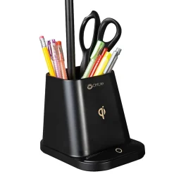 OttLite® Wellness Series Merge LED Desk Lamp With Wireless Charging, 18-1/4"H, Black Shade/Black Base