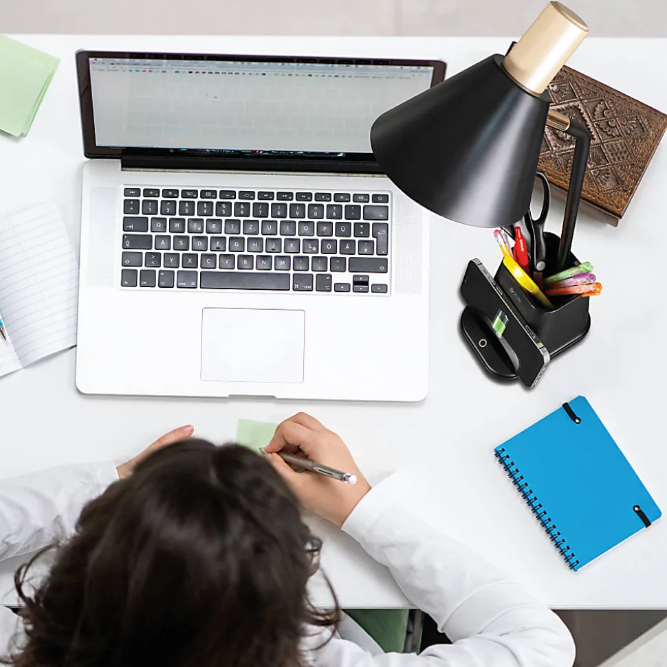 OttLite® Wellness Series Merge LED Desk Lamp With Wireless Charging, 18-1/4"H, Black Shade/Black Base