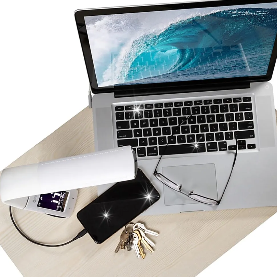 OttLite® Wellness Series®, Thrive LED Sanitizing Desk Lamp With Clock And USB Charging