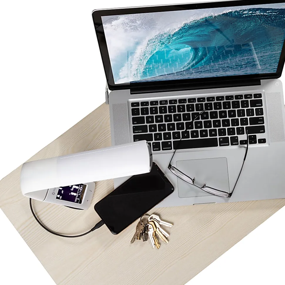 OttLite® Wellness Series®, Thrive LED Sanitizing Desk Lamp With Clock And USB Charging