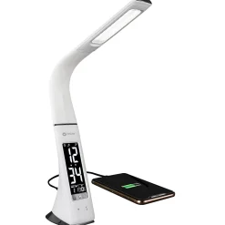 OttLite® Wellness Series®, Thrive LED Sanitizing Desk Lamp With Clock And USB Charging
