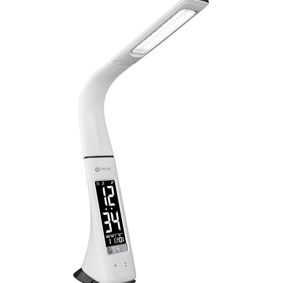 OttLite® Wellness Series®, Thrive LED Sanitizing Desk Lamp With Clock And USB Charging