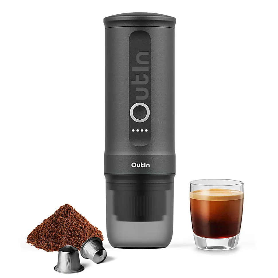 OutIn® Nano 3-Cup Portable Electric Espresso Machine, Space Gray