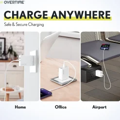 Overtime Wall And Car Charger Kit, 6', White, OHC6IC