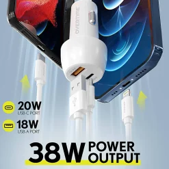 Overtime Wall And Car Charger Kit, 6', White, OHC6IC