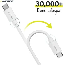 Overtime Wall And Car Charger Kit, 6', White, OHC6TC