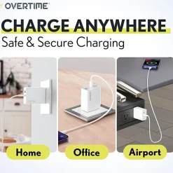 Overtime Wall And Car Charger Kit, 6', White, OHC6TC