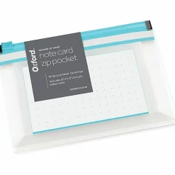 Oxford® At Hand Note Card Zip Pocket, Shoreline Blue