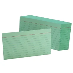 OxfordĀ® Color Index Cards, Ruled, 3" x 5", Green, Pack Of 100