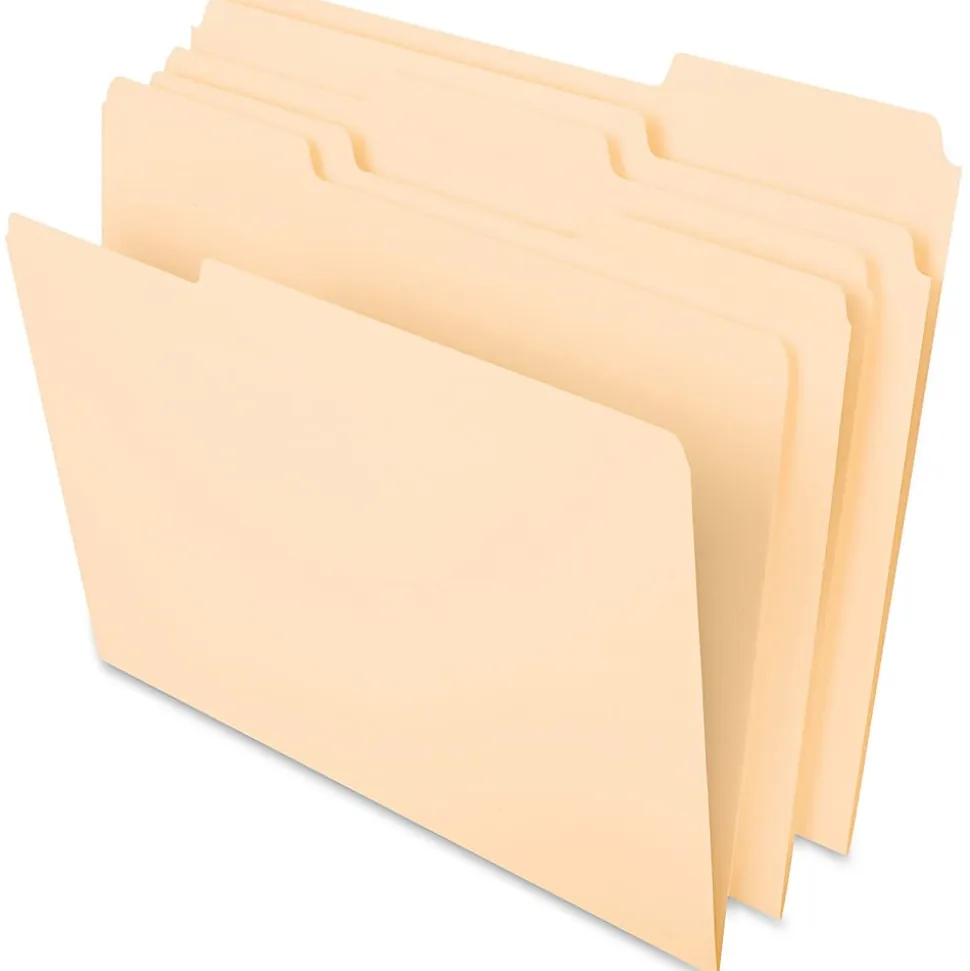 Oxford® 1/3-Cut File Folders, Letter Size, Assorted Positions, Manila, Box Of 100
