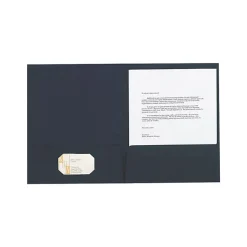 Oxford® Linen-Like Portfolios, 2 Pocket, Navy, Pack of 5