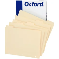 Oxford⢠Manila Tab Dividers, Blank, 5-Tab, Box Of 20 Sets