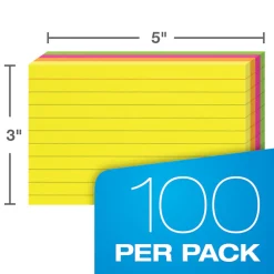 Oxford® Neon Index Cards, 3