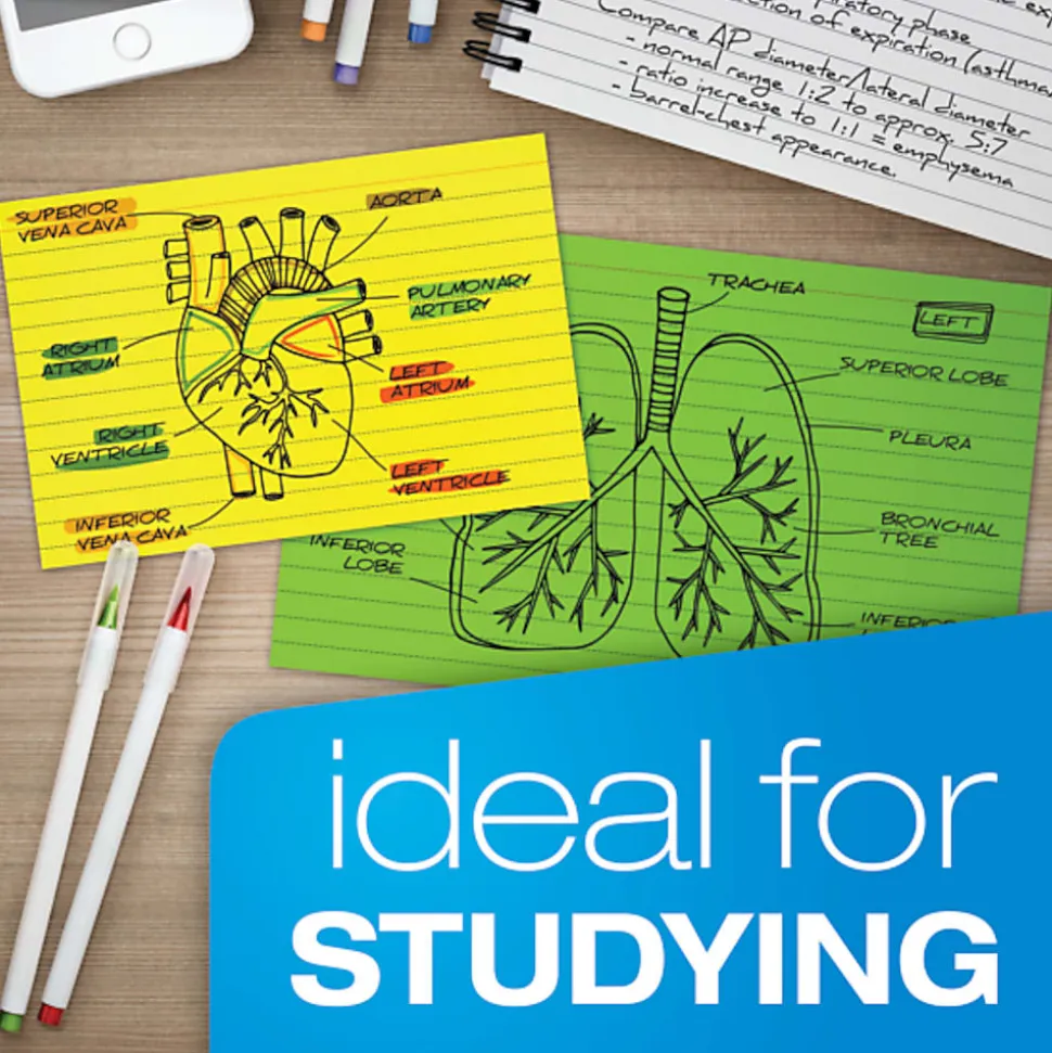 Oxford® Neon Index Cards, 3" x 5", Ruled, Assorted Colors, 100 Per Pack