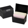 Oxford Plastic Index Card Boxes with Lids - External Dimensions: 6"x 4" - 400x Card - Flip Top Closure - Plastic - Black -  - 01461