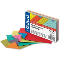 Oxford® Ruled Extreme Index Cards, 3" x 5", Assorted, Pack Of 100