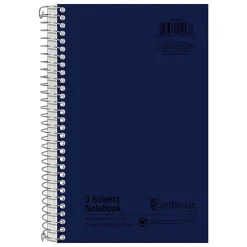 OxfordĀ® 3-Subject Wirebound Notebook, 6" x 9 1/2", 150 Sheets, 30% Recycled, Assorted Colors