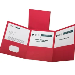 Oxford™ Tri-Fold Executive Pocket Folders, Letter Size, Red, Pack Of 20