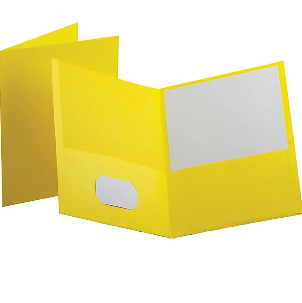 Oxford™ Twin-Pocket Portfolios, Yellow, Pack Of 10