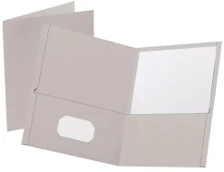 Oxford™ Twin-Pocket Portfolios, 8 1/2" x 11", Gray, Pack Of 25