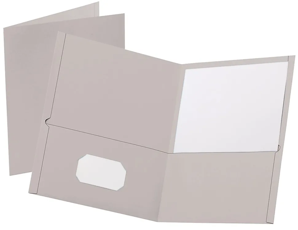 Oxford™ Twin-Pocket Portfolios, 8 1/2" x 11", Gray, Pack Of 25