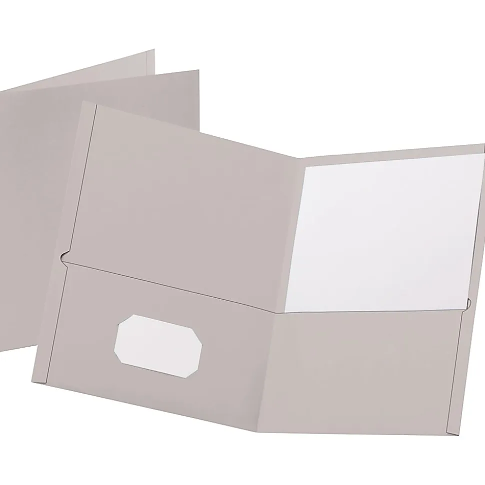 Oxford™ Twin-Pocket Portfolios, 8 1/2" x 11", Gray, Pack Of 25