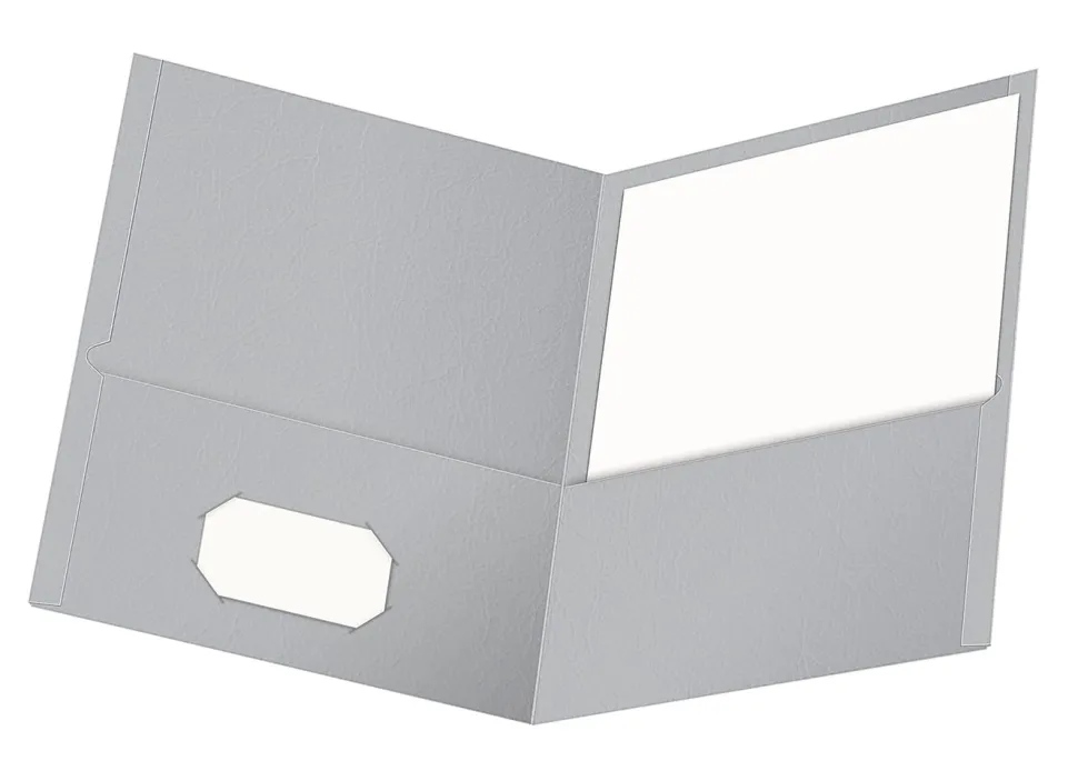 Oxford™ Twin-Pocket Portfolios, 8 1/2" x 11", Gray, Pack Of 25