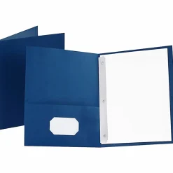 Oxford™ Twin-Pocket Portfolio With Fasteners, 8 1/2" x 11", Blue, Pack Of 25