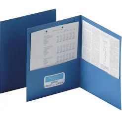 Oxford™ Twin-Pocket Portfolios, 8 1/2" x 11", Blue, Pack Of 25