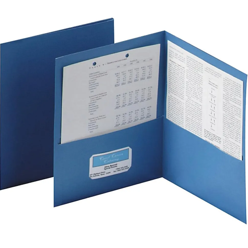 Oxford™ Twin-Pocket Portfolios, 8 1/2" x 11", Blue, Pack Of 25