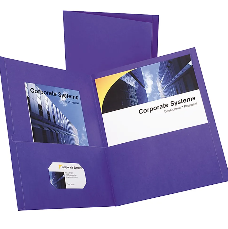 Oxford™ Twin-Pocket Portfolios, Purple, Pack Of 10