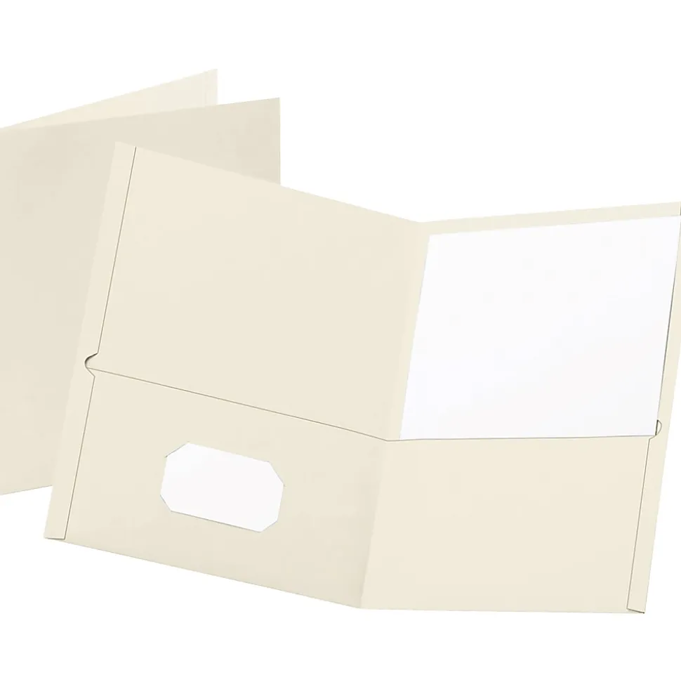 Oxford™ Twin-Pocket Portfolios, 8 1/2" x 11", White, Pack Of 25