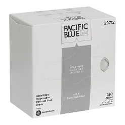 Pacific Blue Basic⢠by GP PRO Accuwipe® 1-Ply Disposable Delicate Task Wipers, 100% Recycled,, 260 Sheets Per Roll, Case Of 60 Rolls
