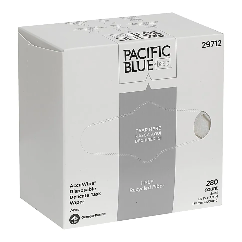 Pacific Blue Basic™ by GP PRO Accuwipe® 1-Ply Disposable Delicate Task Wipers, 100% Recycled,, 260 Sheets Per Roll, Case Of 60 Rolls