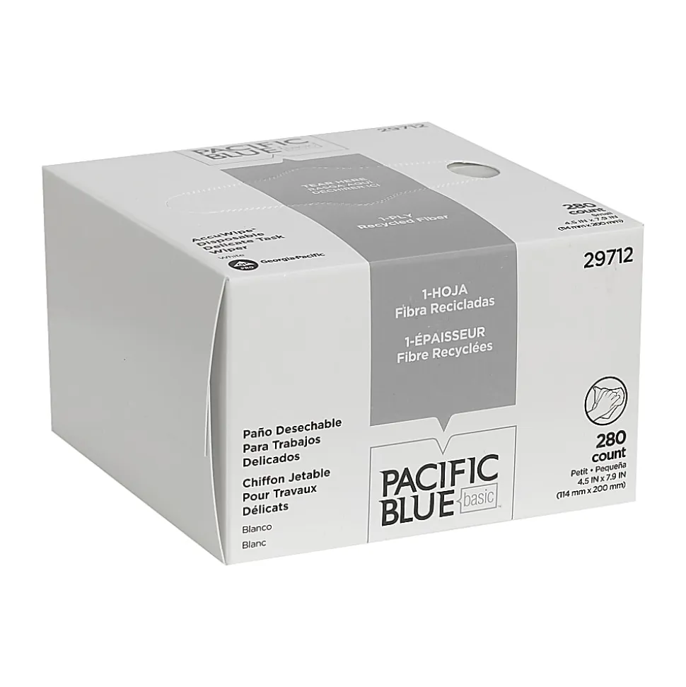 Pacific Blue Basic™ by GP PRO Accuwipe® 1-Ply Disposable Delicate Task Wipers, 100% Recycled,, 260 Sheets Per Roll, Case Of 60 Rolls