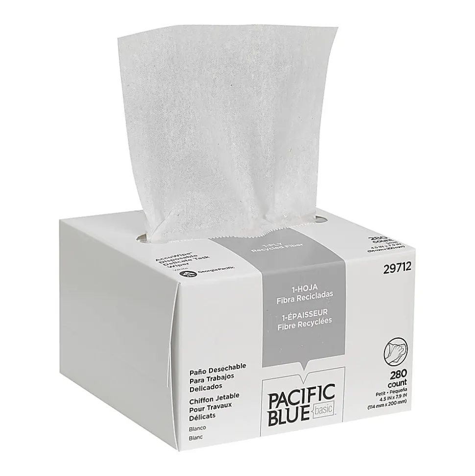 Pacific Blue Basic™ by GP PRO Accuwipe® 1-Ply Disposable Delicate Task Wipers, 100% Recycled,, 260 Sheets Per Roll, Case Of 60 Rolls