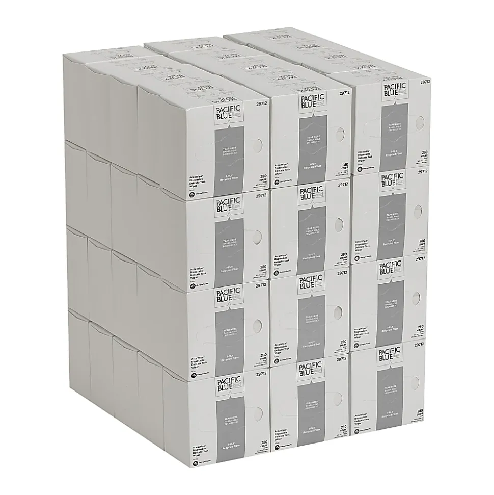 Pacific Blue Basic™ by GP PRO Accuwipe® 1-Ply Disposable Delicate Task Wipers, 100% Recycled,, 260 Sheets Per Roll, Case Of 60 Rolls